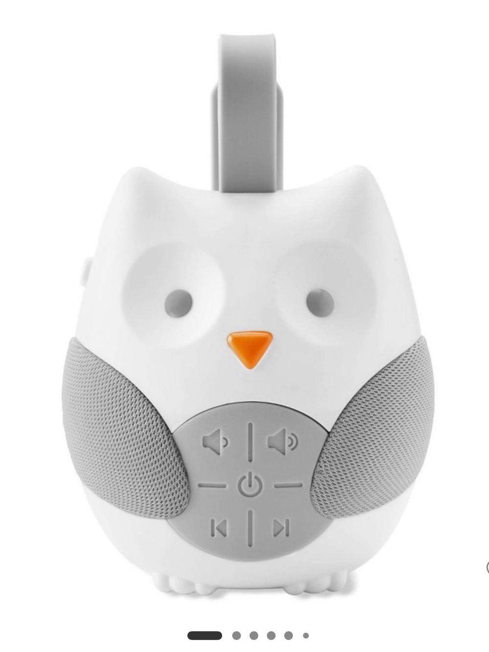 Skip hop Owl-Shaped Portable Bluetooth Speaker in White & Gray with Orange Beak